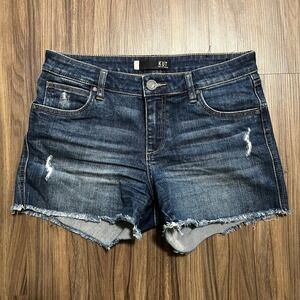 KUT From The Kloth Gidget Fray Short Mid Rise Medium Wash Distressed size‎ 4